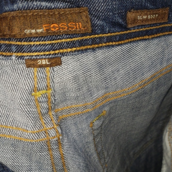 Fossil Slim Bootcut Dark wash Jeans Long Length - Picture 8 of 8
